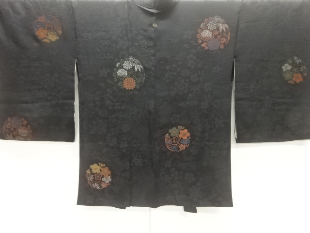 JAPANESE KIMONO / ANTIQUE TAISHO ROMAN: LACQUER / A ROUNDED LACQUER FL